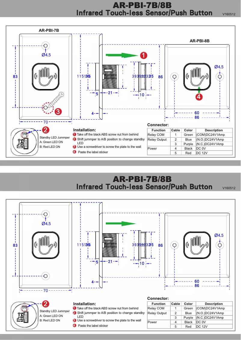 Image de la première page du manuel de l'appareil AR-PBI-7B-GR-NN