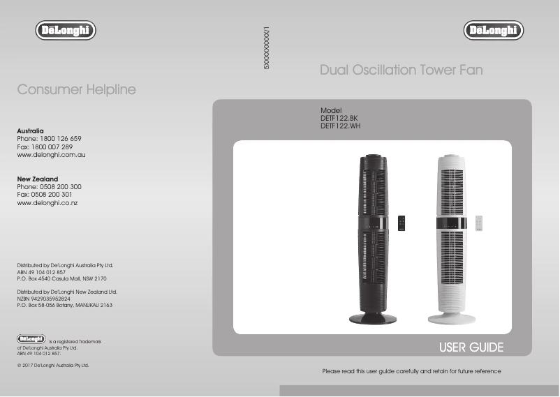 Page 1 de la notice Manuel utilisateur DeLonghi DETF122