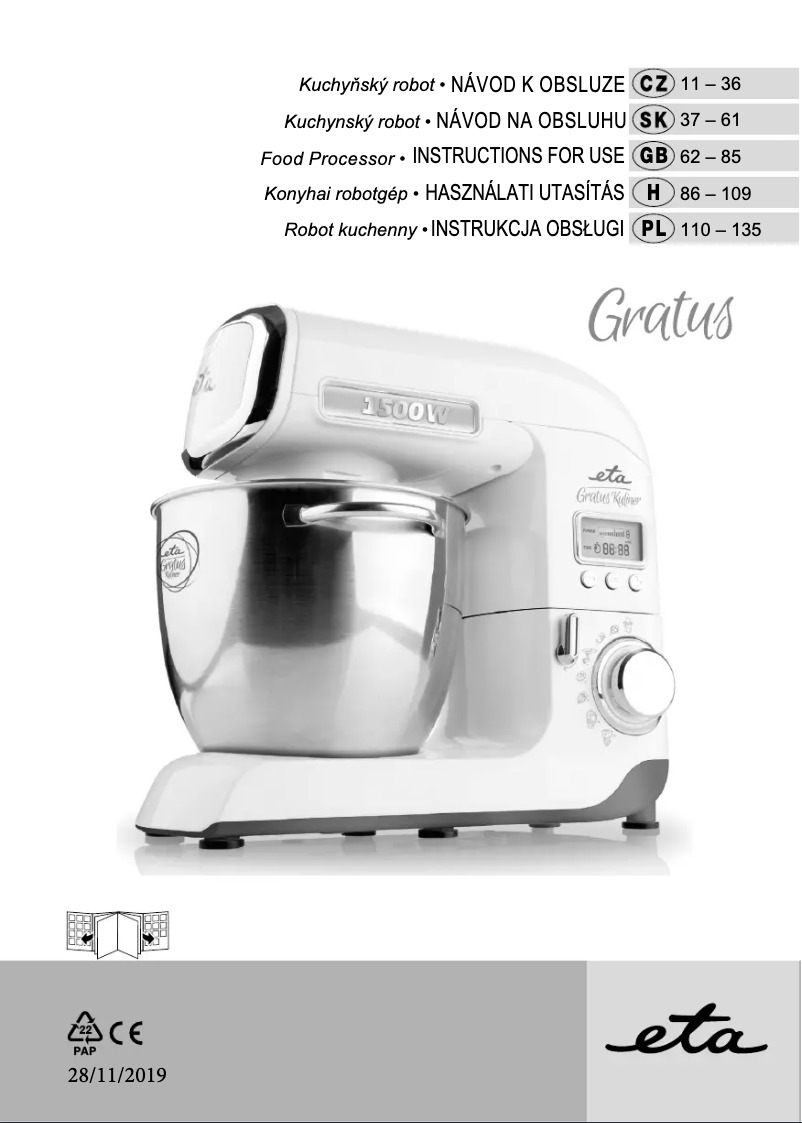 Image de la première page du manuel de l'appareil Gratus Kalibro 0038 90010