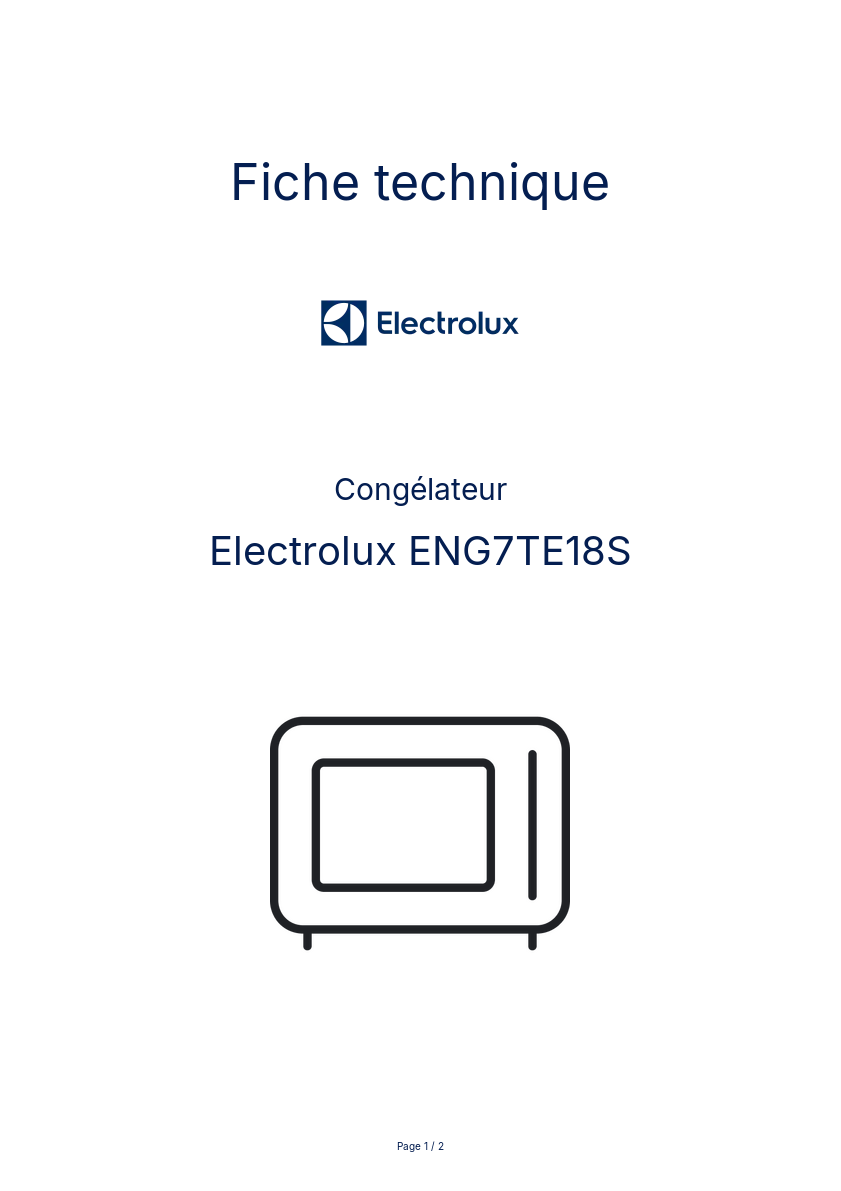 Page n°1 - Fiche technique Electrolux ENG7TE18S