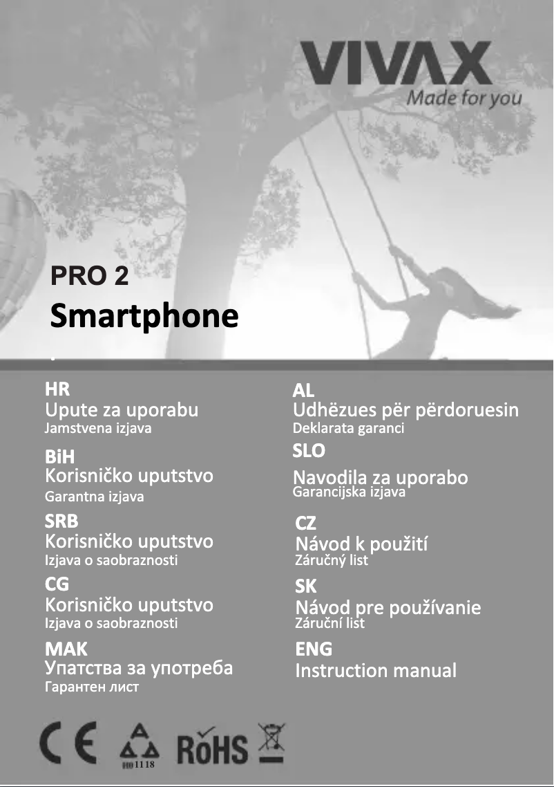 Page 1 de la notice Manuel utilisateur Vivax PRO 2