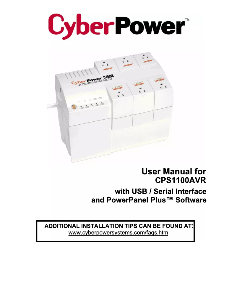 Image de la première page du manuel de l'appareil CPS1100AVR