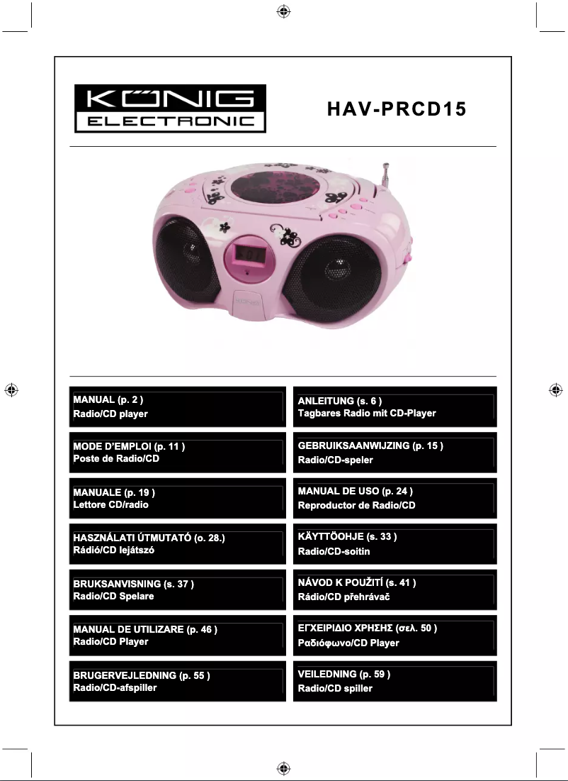 Page n°1 - Manuel utilisateur Konig HAV-PRCD15