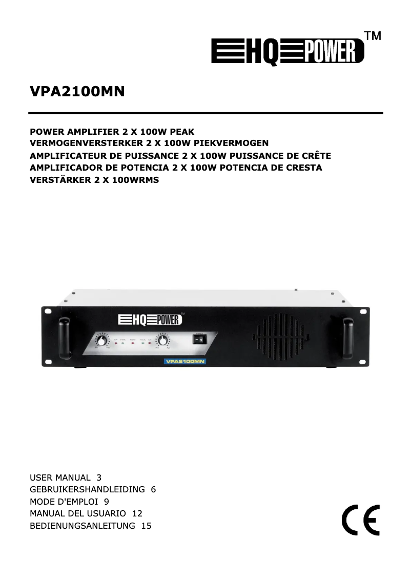 Page n°1 - Manuel utilisateur Velleman VPA2100MN
