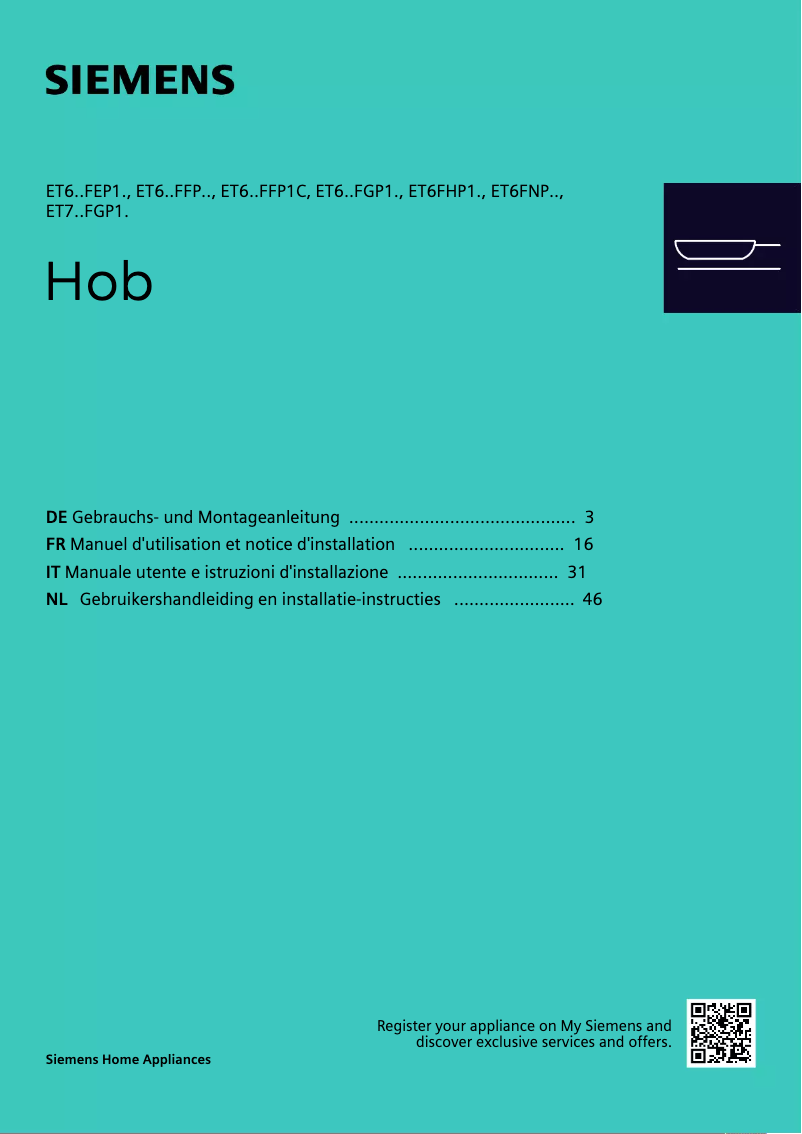 Page n°1 - Manuel utilisateur Siemens ET631FFP8E