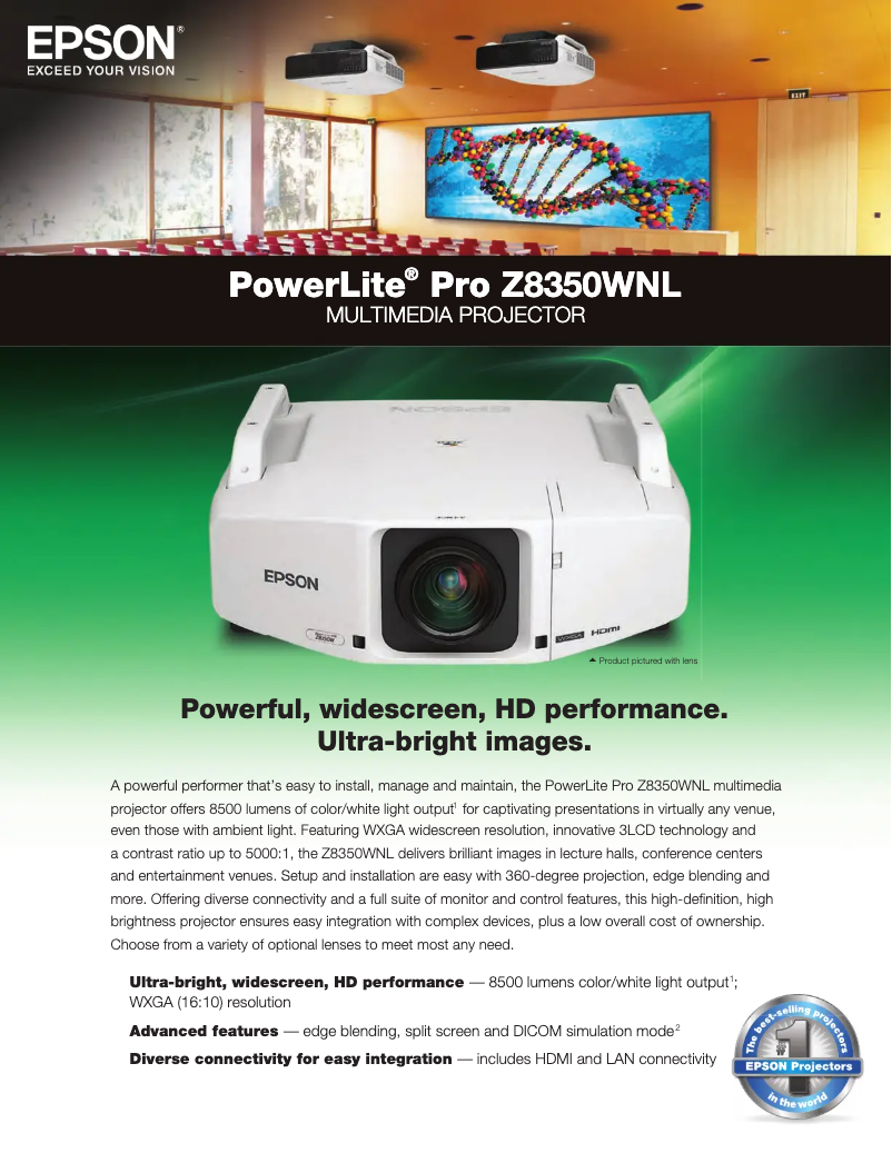 Page 1 de la notice Brochure Epson PowerLite Pro Z8350NL