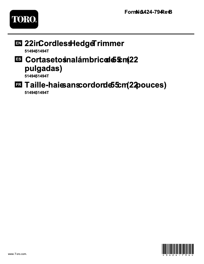 Image de la première page du manuel de l'appareil 51494