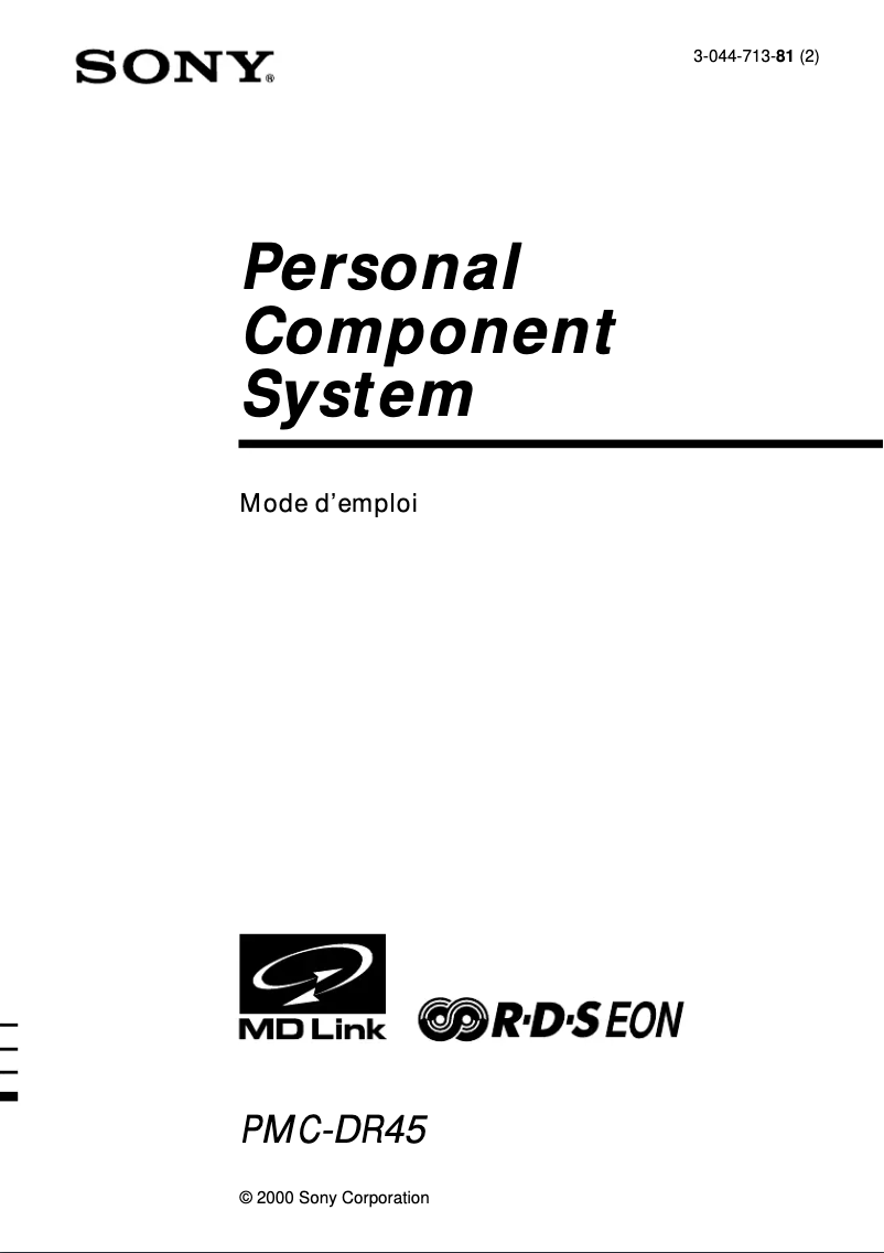 Page n°1 - Manuel utilisateur Sony PMC-DR45