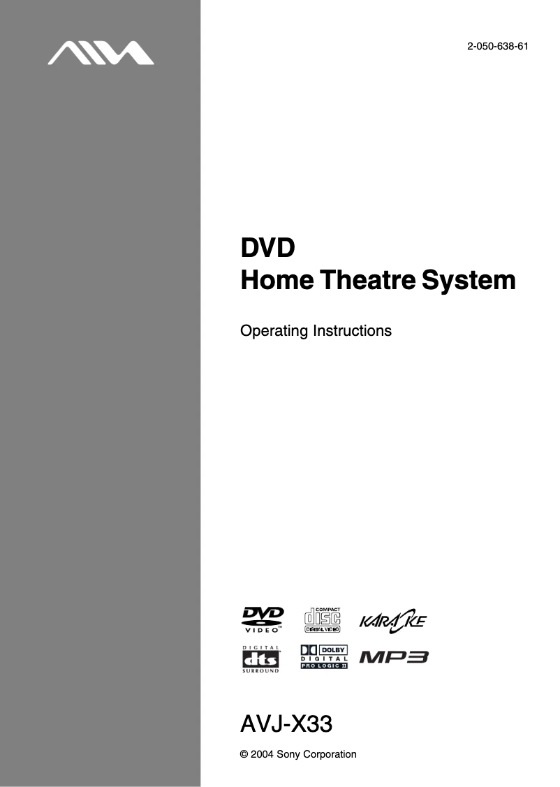 Image de la première page du manuel de l'appareil AVJ-X33