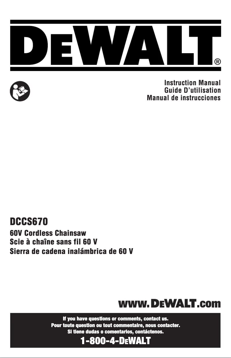Page n°1 - Manuel utilisateur DeWalt DCCS670X1