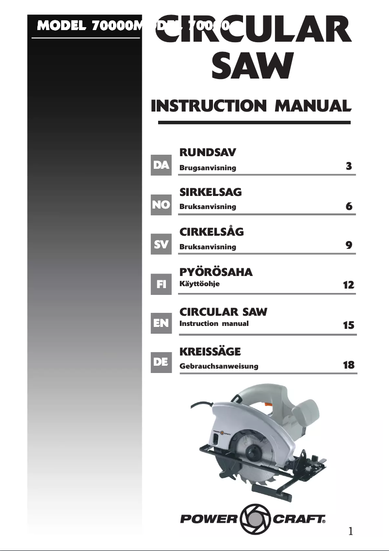 Página 1 del manual Manual de usuario Power Craft 70000
