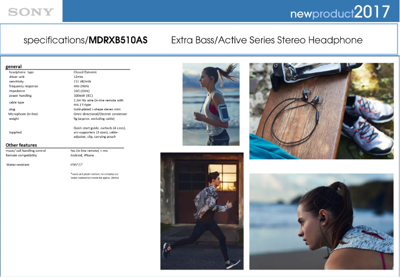 Page n°1 - Fiche technique Sony MDR-XB510AS