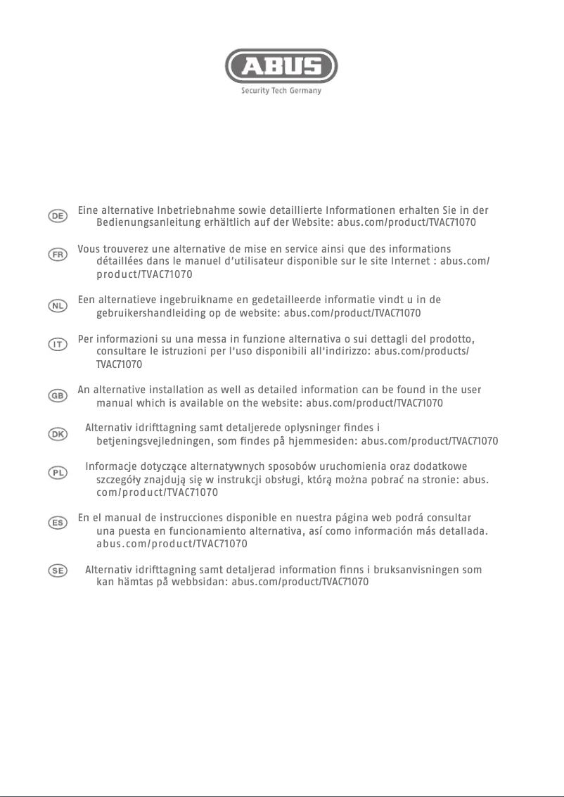 Page n°1 - Guide de démarrage rapide Abus TVAC71070