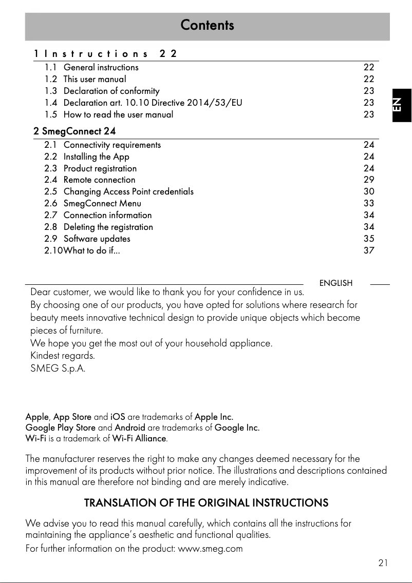 Page n°1 - Mode d'emploi Smeg SFP6104WTPN