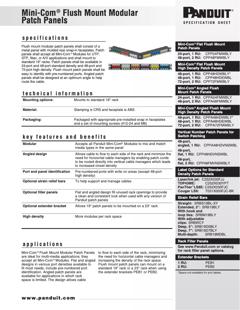 Página 1 del manual Manual de usuario Panduit CPPA48HDWBLY