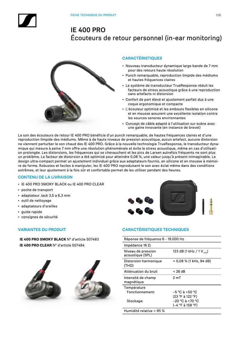 Página 1 del manual Manual de usuario Sennheiser IE 400 PRO