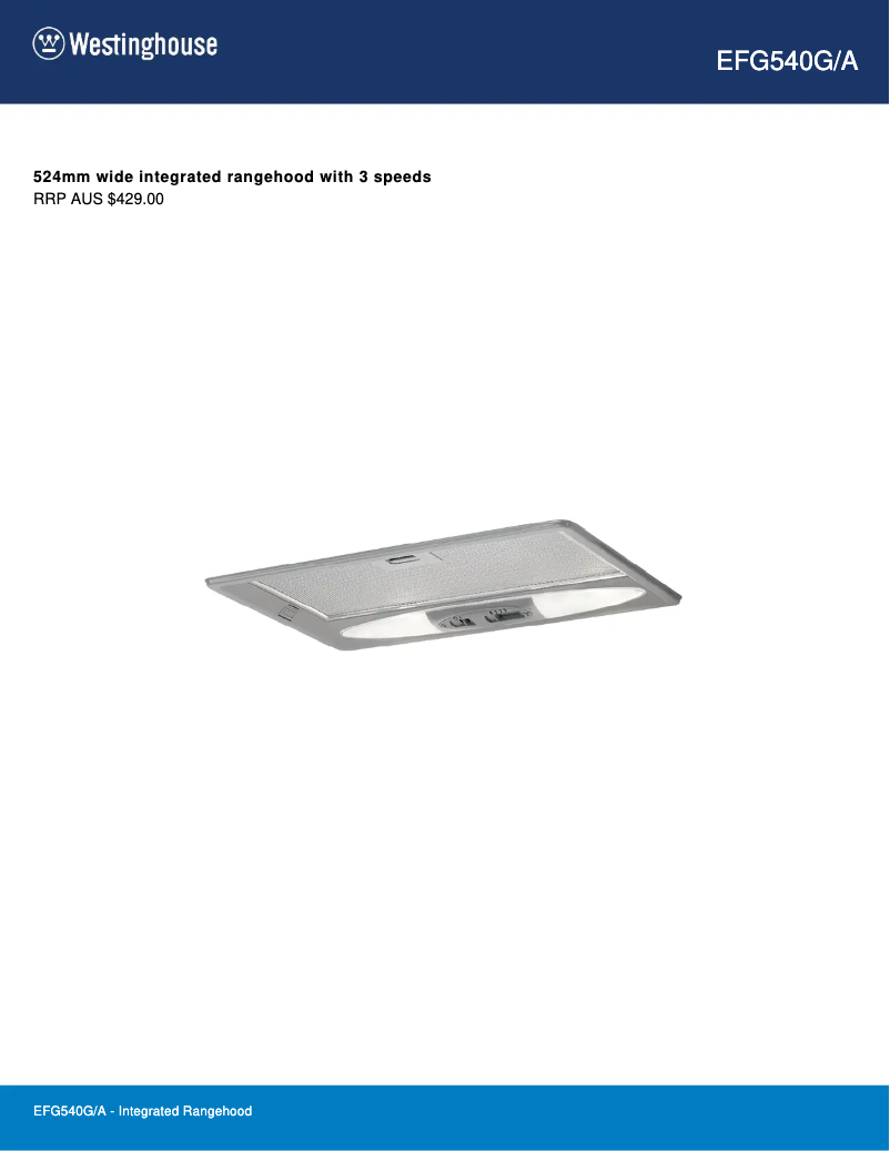 Page n°1 - Fiche technique Westinghouse EFG 540