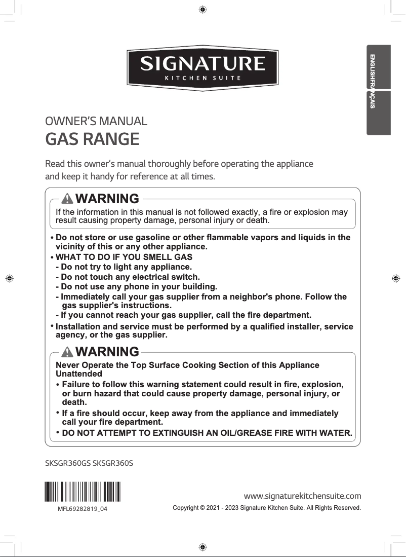 Page 1 de la notice Manuel utilisateur Signature SKSGR360GS