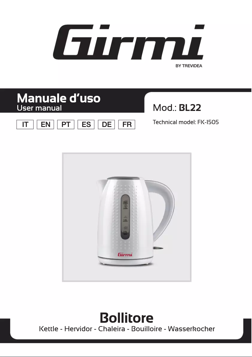 Page 1 de la notice Manuel utilisateur Girmi BL22