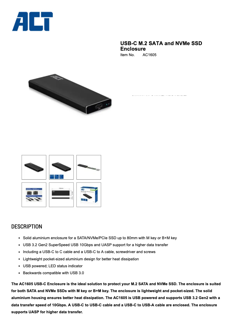 Page 1 de la notice Manuel utilisateur ACT AC1605