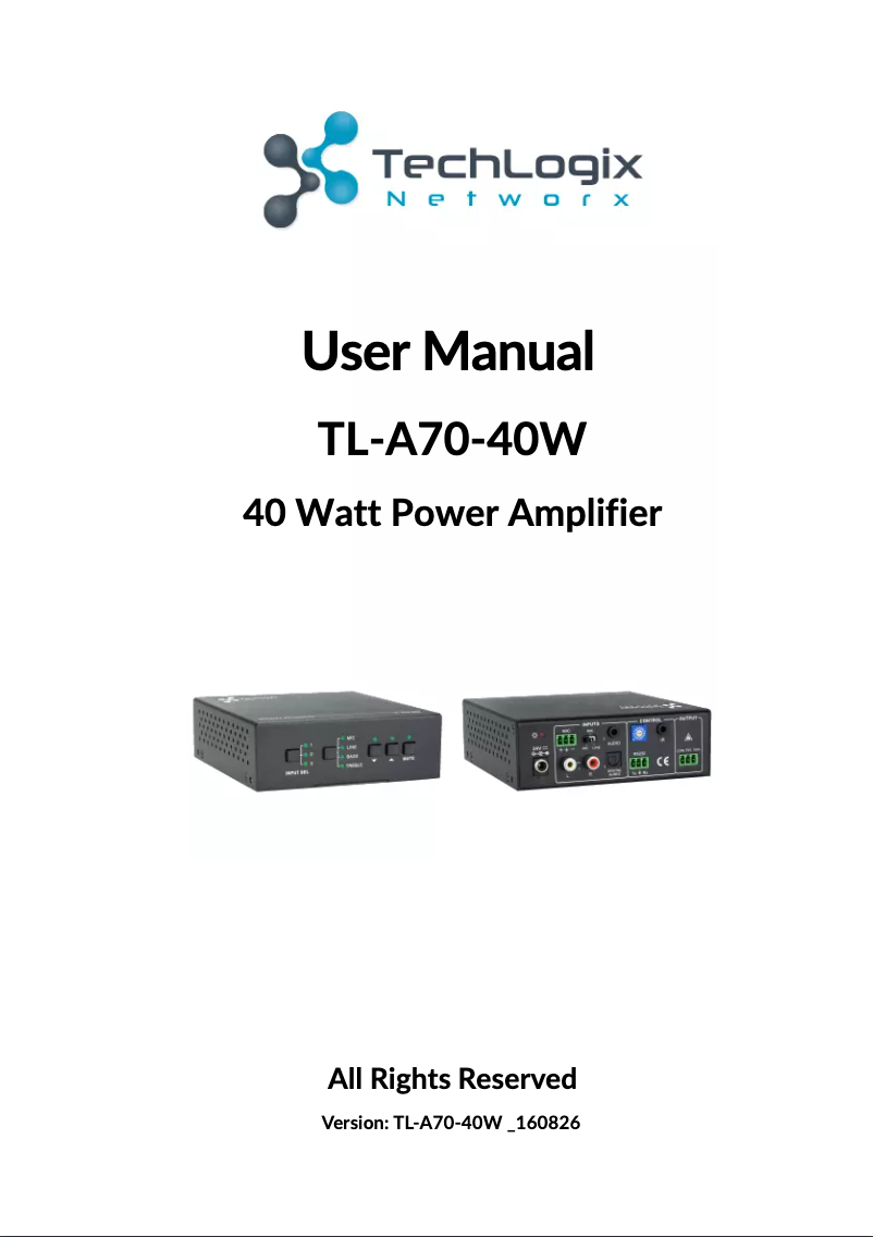 Page n°1 - Manuel utilisateur TechLogix Networx TL-A70-40W
