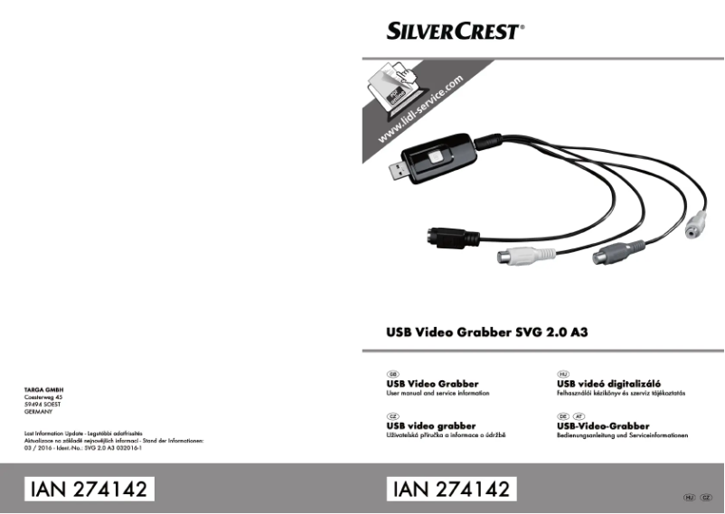 Page n°1 - Manuel utilisateur SilverCrest SVG 2.0 A3