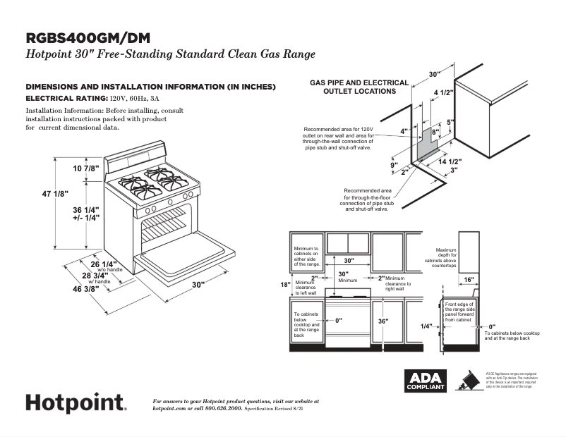 Página 1 del manual Ficha técnica Hotpoint RGBS400DMWW