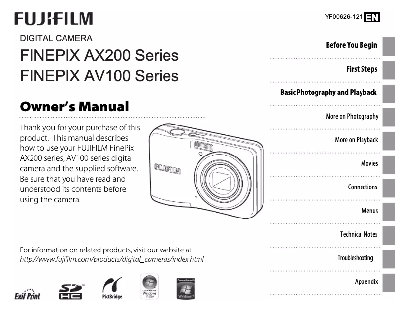 Page n°1 - Manuel utilisateur Fujifilm FinePix AV180