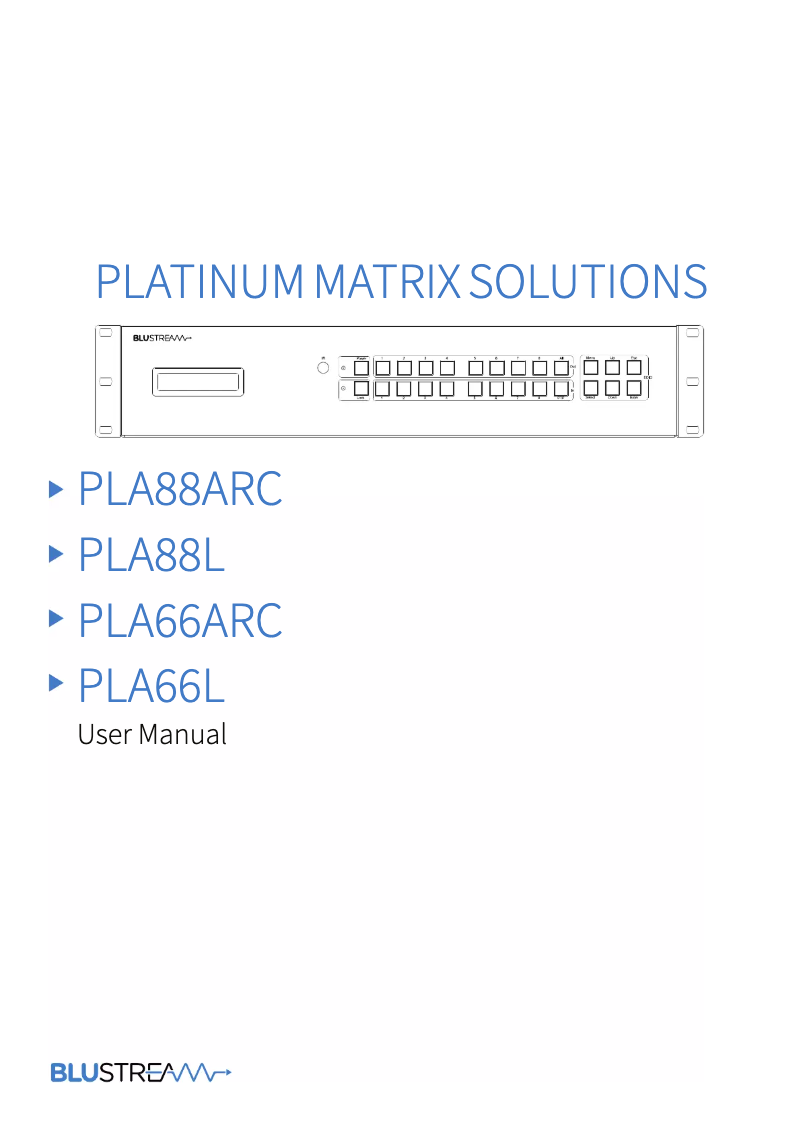 Page n°1 - Manuel utilisateur Blustream PLA88L