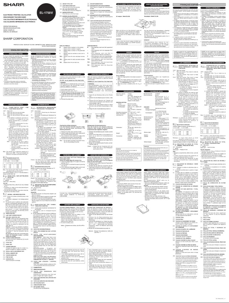 Image de la première page du manuel de l'appareil EL-1750V