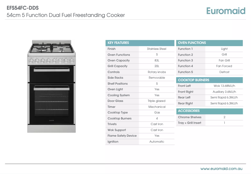 Page n°1 - Fiche technique Euromaid EFS54FC-DDS