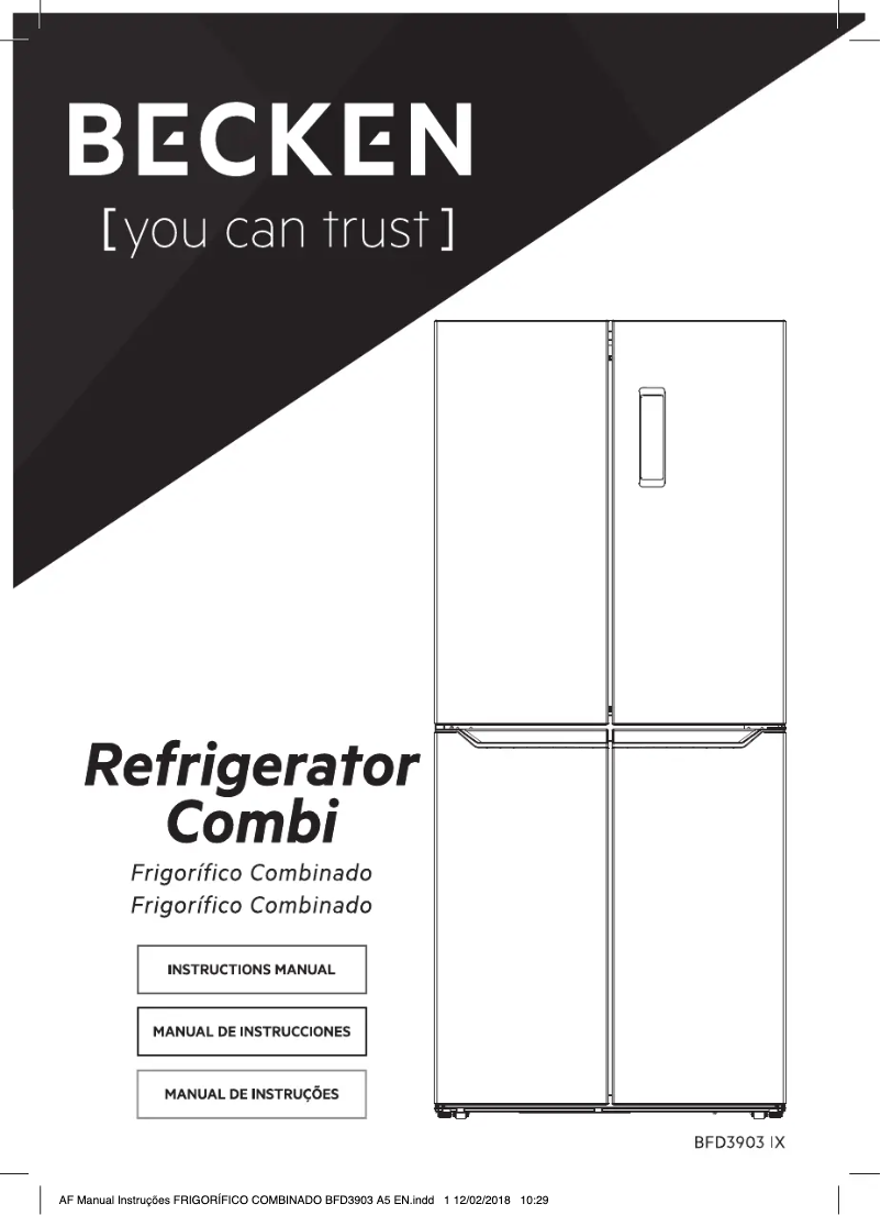 Page 1 de la notice Manuel utilisateur Becken BFD3903