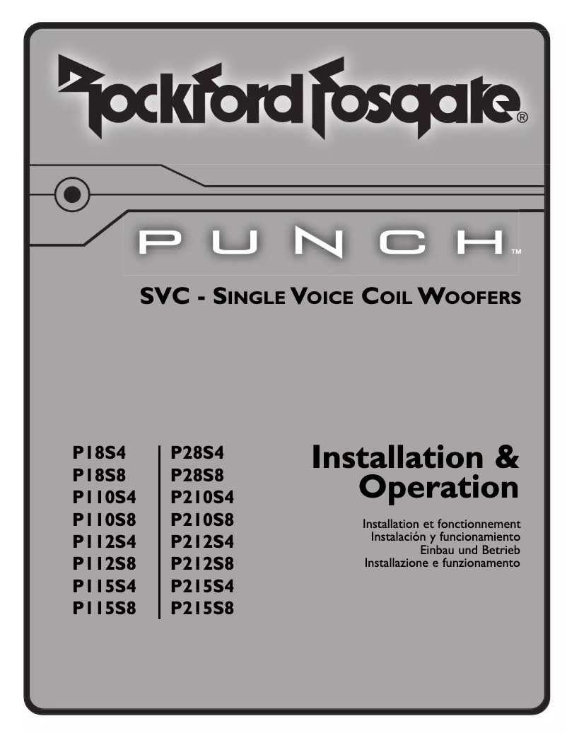 Page n°1 - Manuel utilisateur Rockford Fosgate Punch P115S4