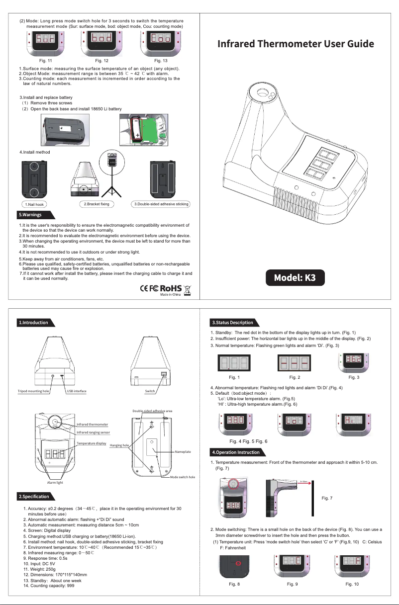 Page 1 of the manual User Manual RK Technology K3