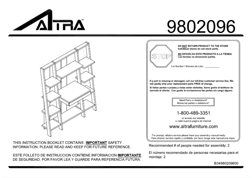Page n°1 - Manuel utilisateur Altra 9802096