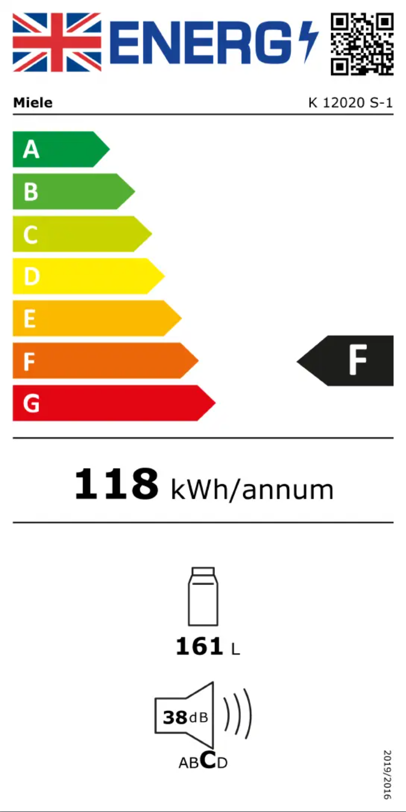 Page n°1 - Label énergétique Miele K 12020 S-1