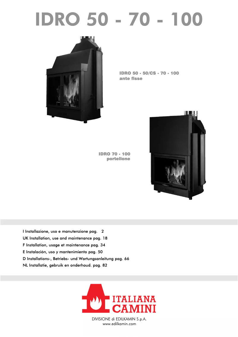 Page n°1 - Manuel utilisateur Edilkamin IDRO 50