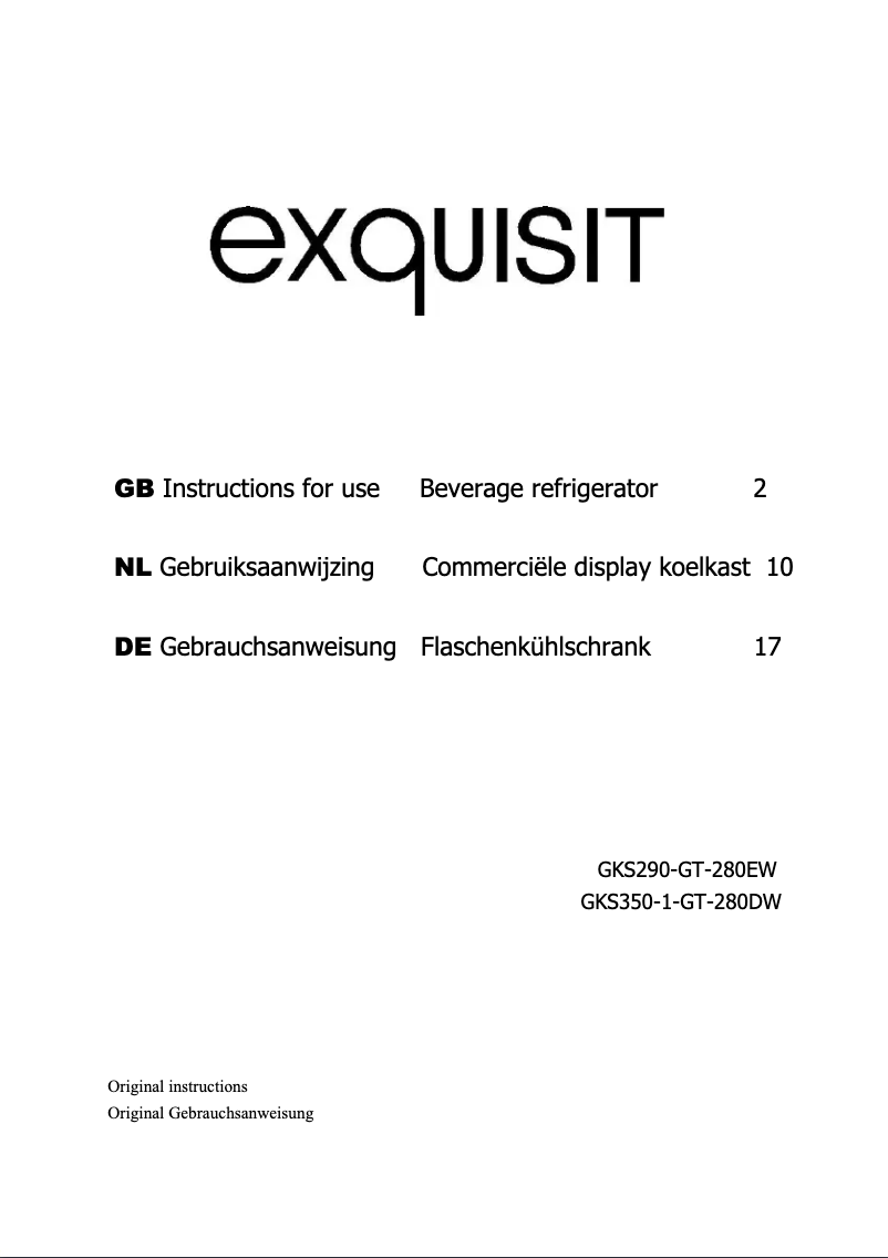 Page 1 de la notice Manuel utilisateur Exquisit GKS350-1-GT-280DW