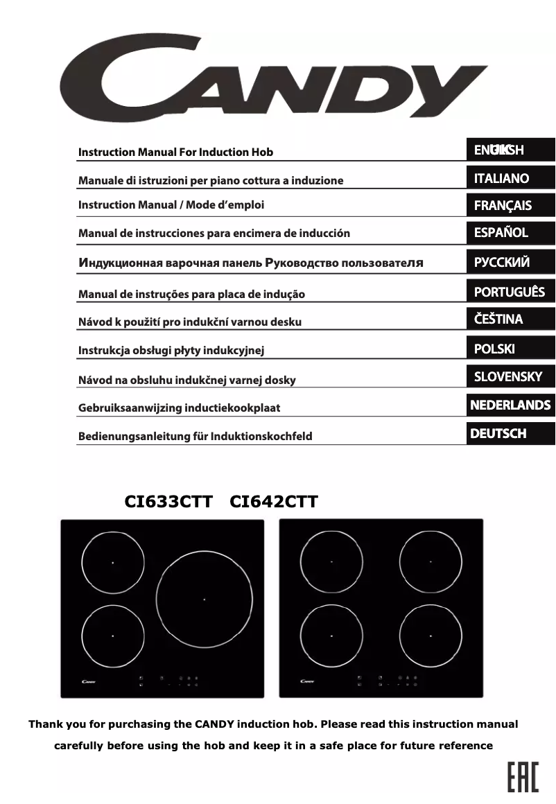 Page 1 de la notice Manuel utilisateur Candy CI633CTT