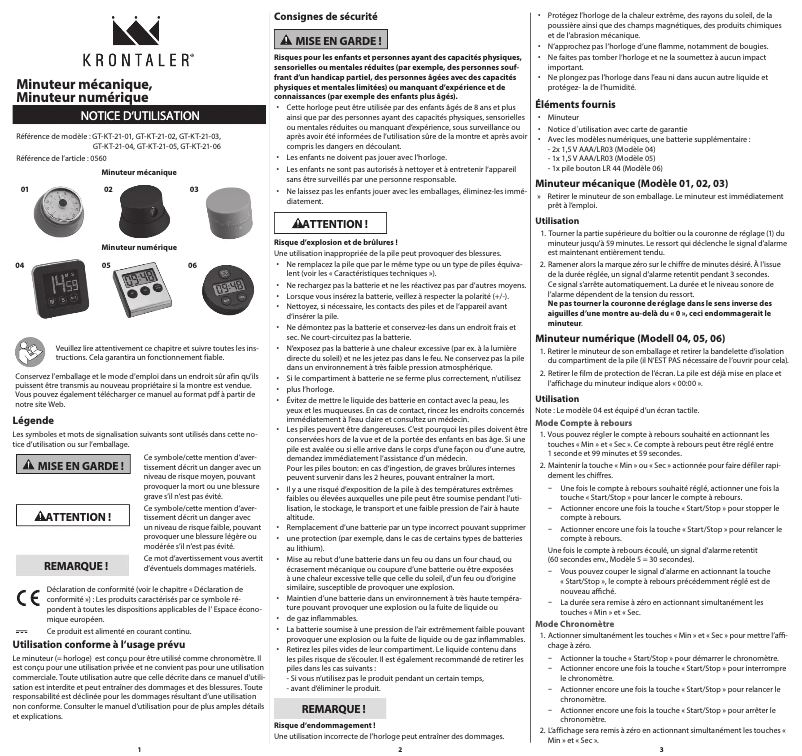 Página 1 del manual Manual de usuario Krontaler GT-KT-21-01