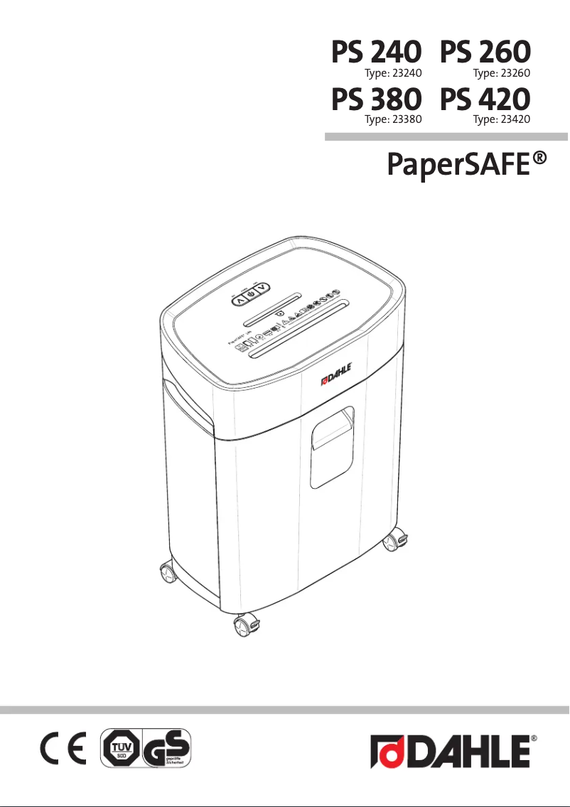 Page 1 de la notice Manuel utilisateur Dahle PaperSAFE PS 240