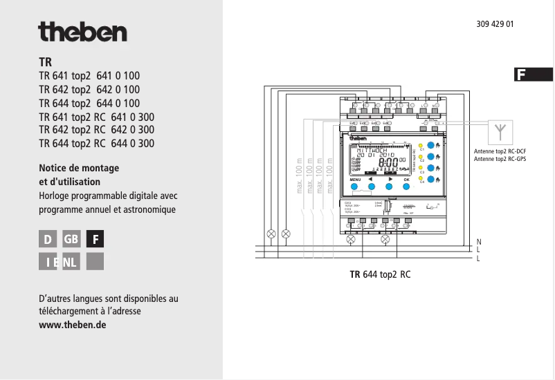 Page 1 de la notice Manuel utilisateur Theben TR 642 top2 RC 24V