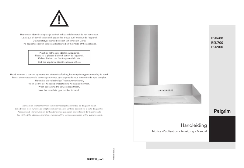 Page 1 de la notice Manuel utilisateur Pelgrim BSK900RVS