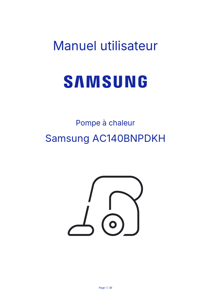 Page n°1 - Manuel utilisateur Samsung AC140BNPDKH