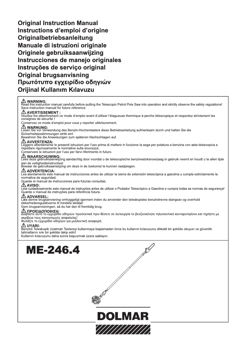 Page n°1 - Manuel utilisateur Dolmar ME-246.4