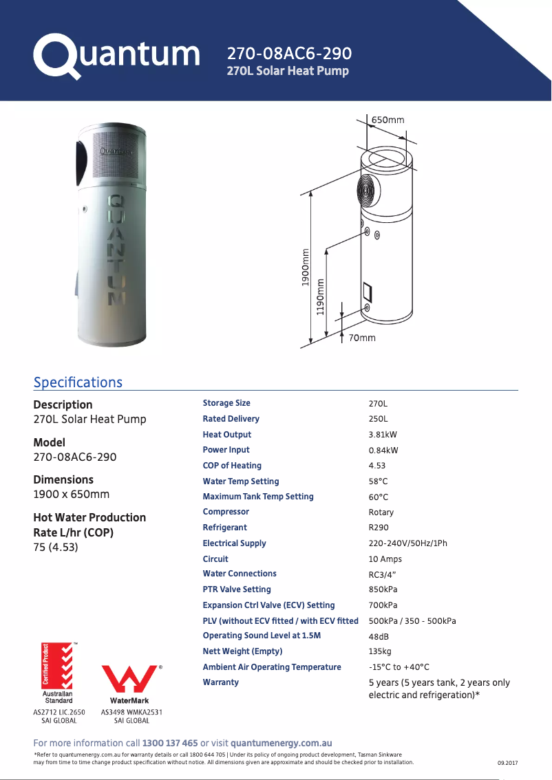 Page n°1 - Manuel utilisateur Quantum 270-08AC6-290