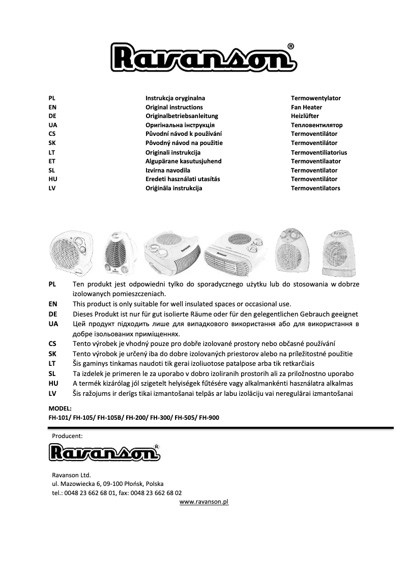Page 1 de la notice Manuel utilisateur Ravanson FH-400
