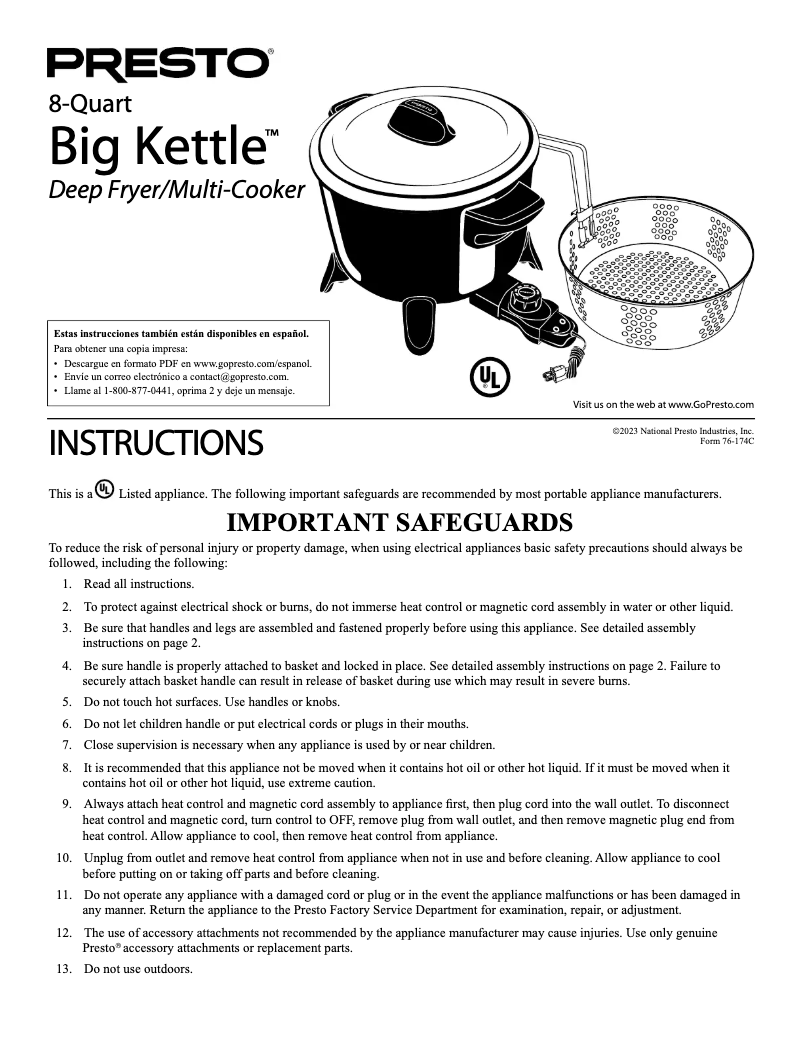 Image de la première page du manuel de l'appareil Big Kettle 06008