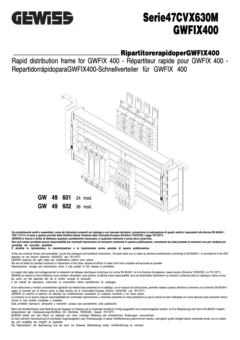 Page 1 de la notice Manuel utilisateur Gewiss GW45580