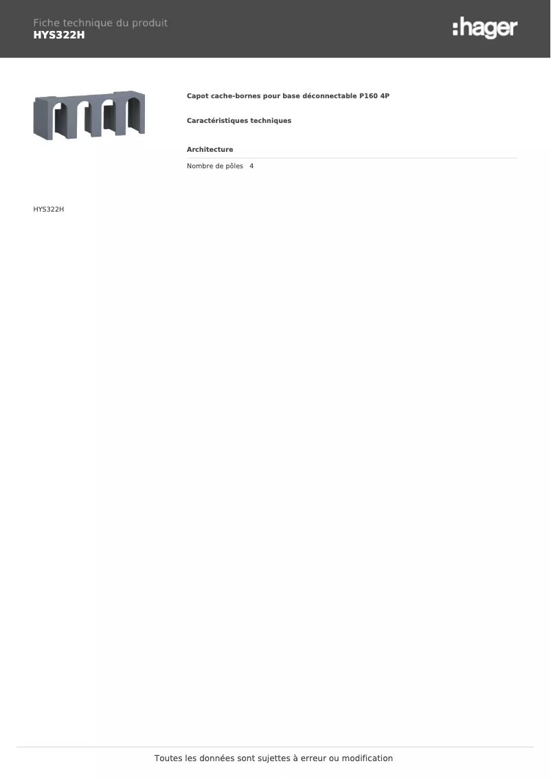 Page n°1 - Fiche technique Hager HYS322H
